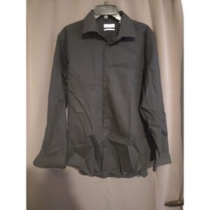 Calvin‎ Klein Slim Fit Black Button Down, Men's Large 16.5 32/33 Shirt Dress